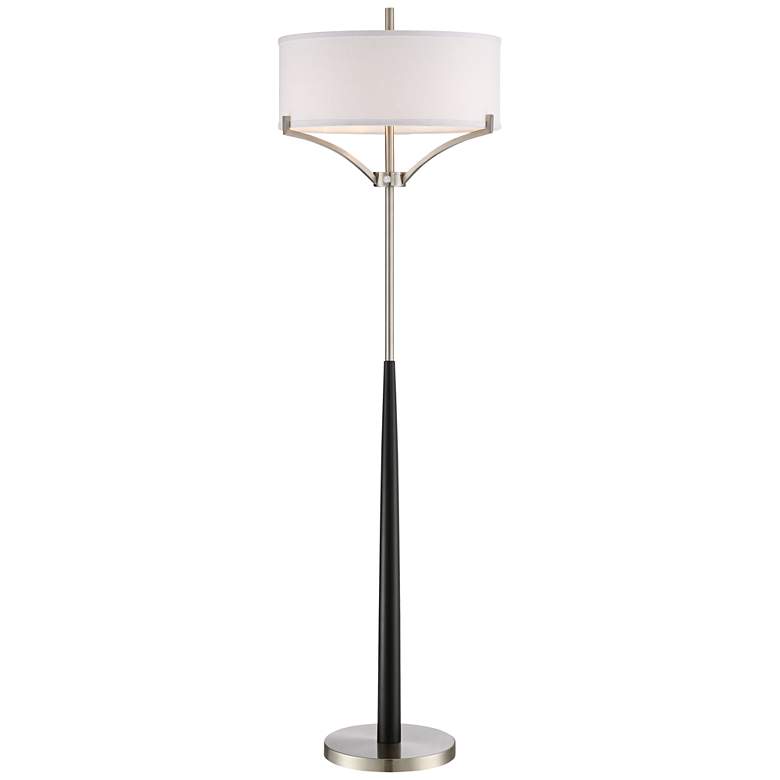 Image 3 360 Lighting Avery 62 inch Black Brushed Nickel Column 2-Light Floor Lamp
