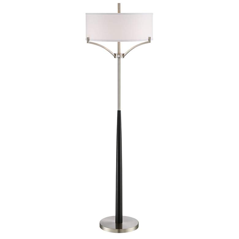 Image 6 360 Lighting Avery Black and Brushed Nickel 2-Light Floor Lamp with Riser more views
