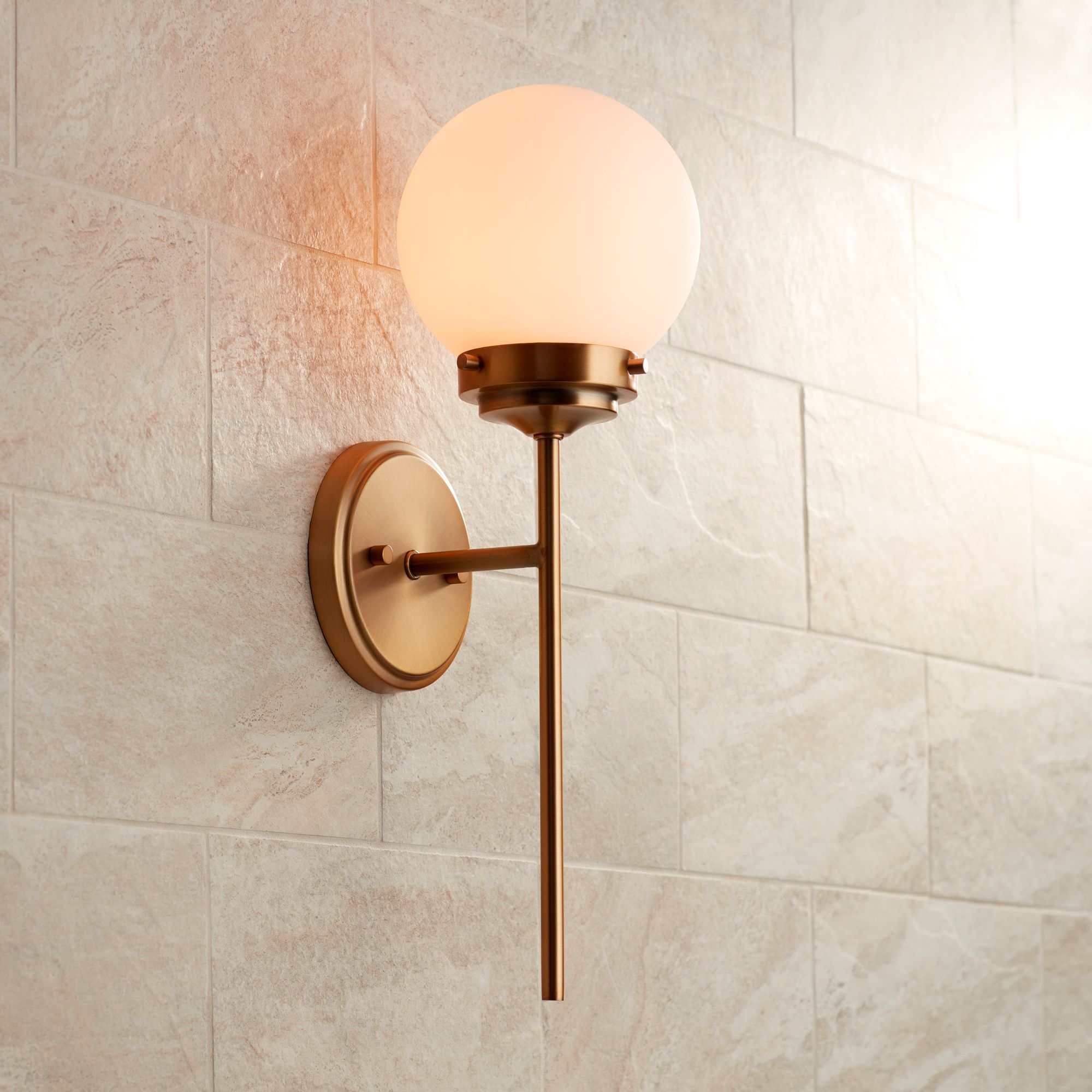 360 Lighting Ayva 18" High Brass and White Glass Wall Sconce Set of 2 in scene