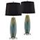 360 Lighting Azure 26 3/4" Black Shade Art Glass Table Lamps Set of 2