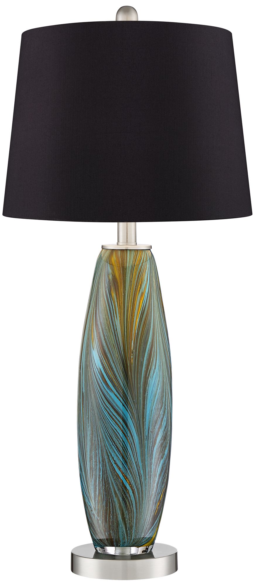 Image 6 360 Lighting Azure 26 3/4" Black Shade Art Glass Table Lamps Set of 2 more views