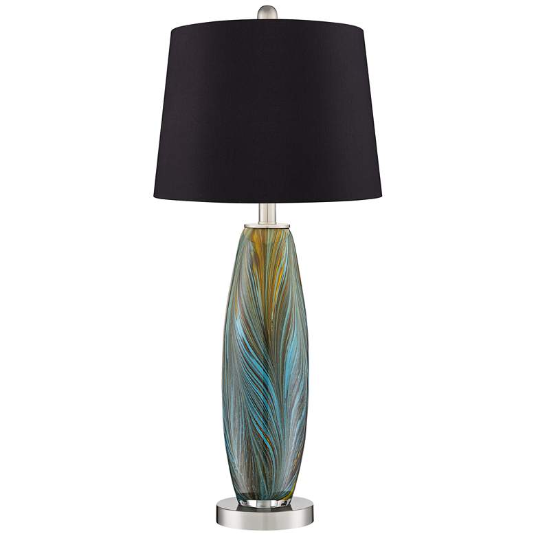 Image 6 360 Lighting Azure 26 3/4" Black Shade Art Glass Table Lamps Set of 2 more views