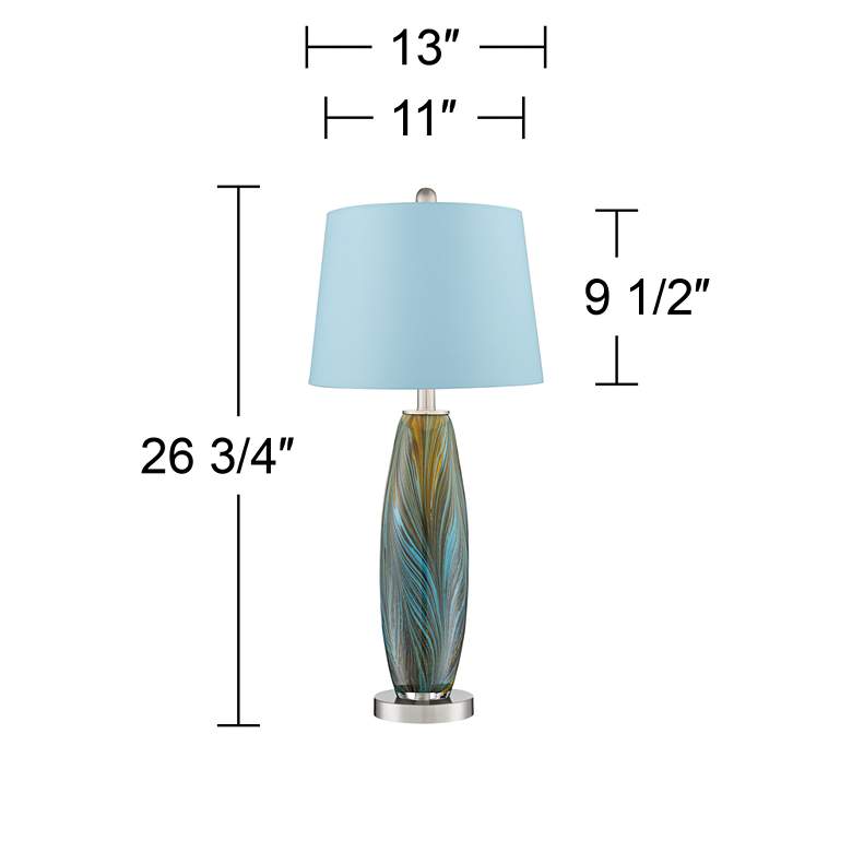 Image 7 360 Lighting Azure 26 3/4" Blue Shade and Glass Table Lamps Set of 2 more views