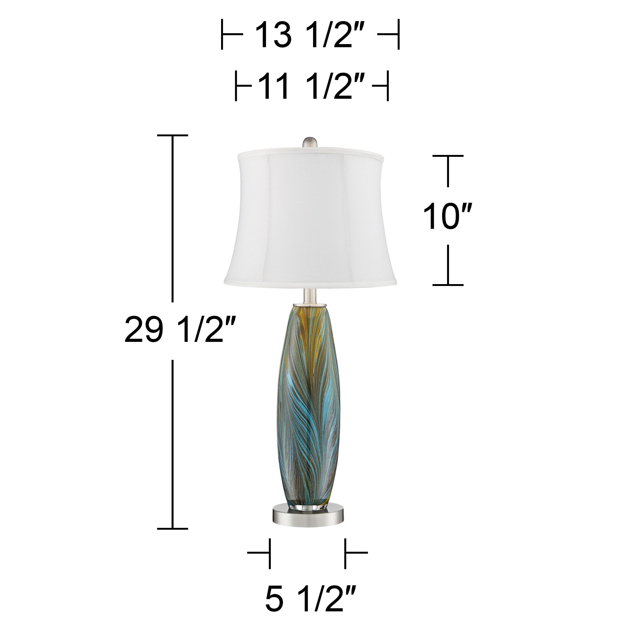 Image 7 360 Lighting Azure 29 1/2" Art Glass White Shade Table Lamps Set of 2 more views