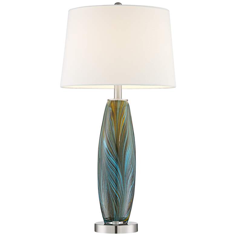 Image 7 360 Lighting Azure 29 1/2 inch Blue Art Glass Table Lamps Set of 2 more views
