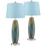 1_360 Lighting Azure 29 1/2" Blue Shade and Glass Table Lamps Set of 2