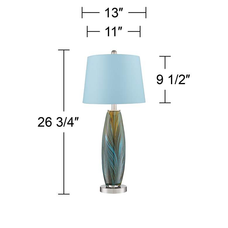 Image 7 360 Lighting Azure 29 1/2" Blue Shade and Glass Table Lamps Set of 2 more views