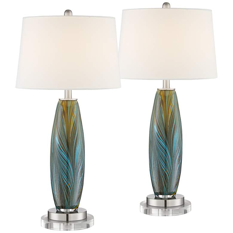 Image 1 360 Lighting Azure 30 1/2 inch Art Glass Lamps with Round Acrylic Risers