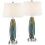 1_360 Lighting Azure 30 1/2" Art Glass Lamps with Round Acrylic Risers