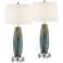 360 Lighting Azure 30 1/2" Art Glass Lamps with Round Acrylic Risers