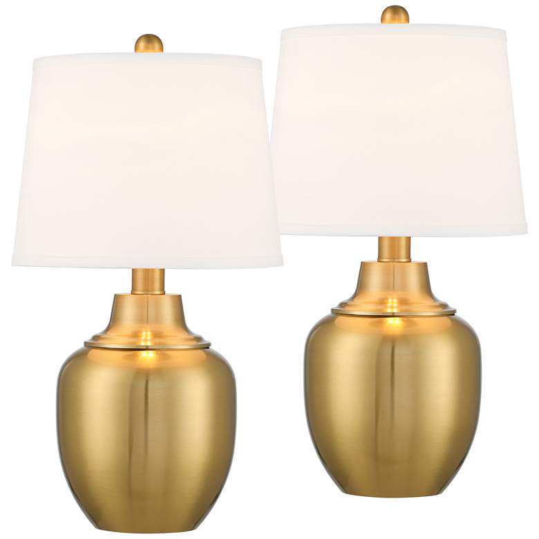 Image 2 360 Lighting Becca 22 inch High Urn Brass Finish Table Lamps Set of 2