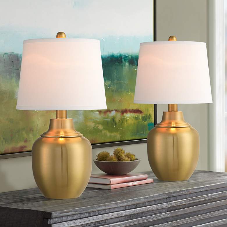 Image 1 360 Lighting Becca 22" High Urn Brass Finish Table Lamps Set of 2
