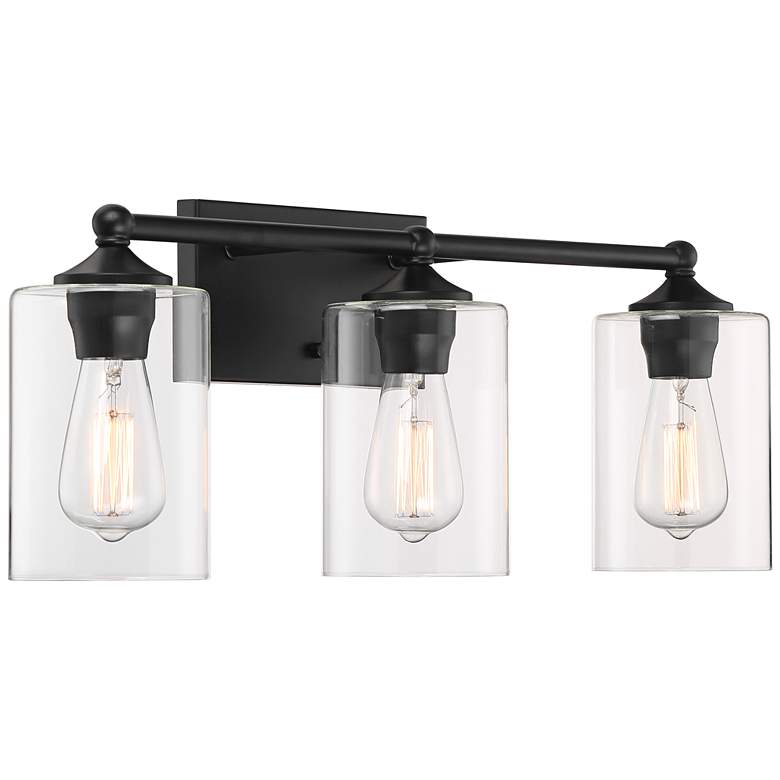 Image 5 360 Lighting Bellings 24" Black Bar Clear Glass 3-Light Bath Light more views