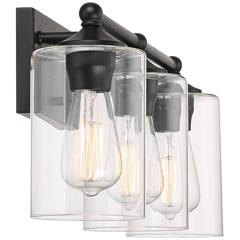 Image 6 360 Lighting Bellings 24" Black Bar Clear Glass 3-Light Bath Light more views