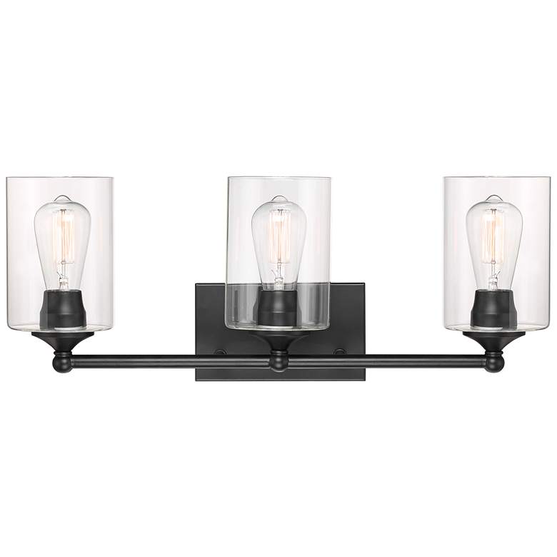 Image 7 360 Lighting Bellings 24" Black Bar Clear Glass 3-Light Bath Light more views