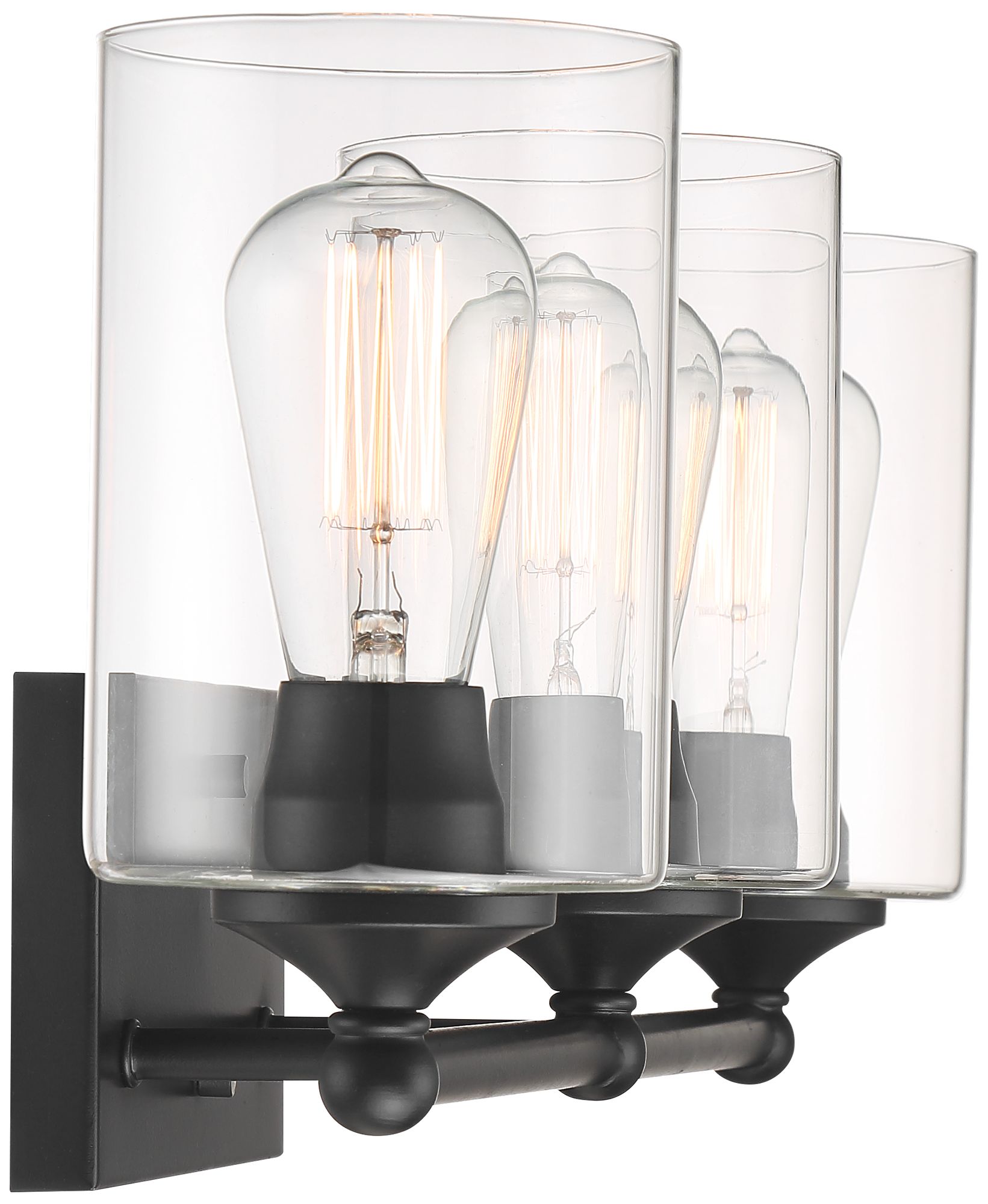 360 Lighting Bellings 24" Black Bar Clear Glass 3-Light Bath Light