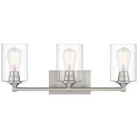 Image2 of 360 Lighting Bellings 24" Nickel and Clear Glass 3-Light Bath Light