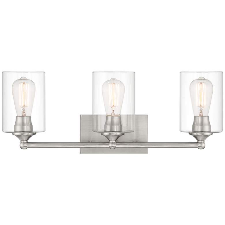 Image 2 360 Lighting Bellings 24 inch Nickel and Clear Glass 3-Light Bath Light