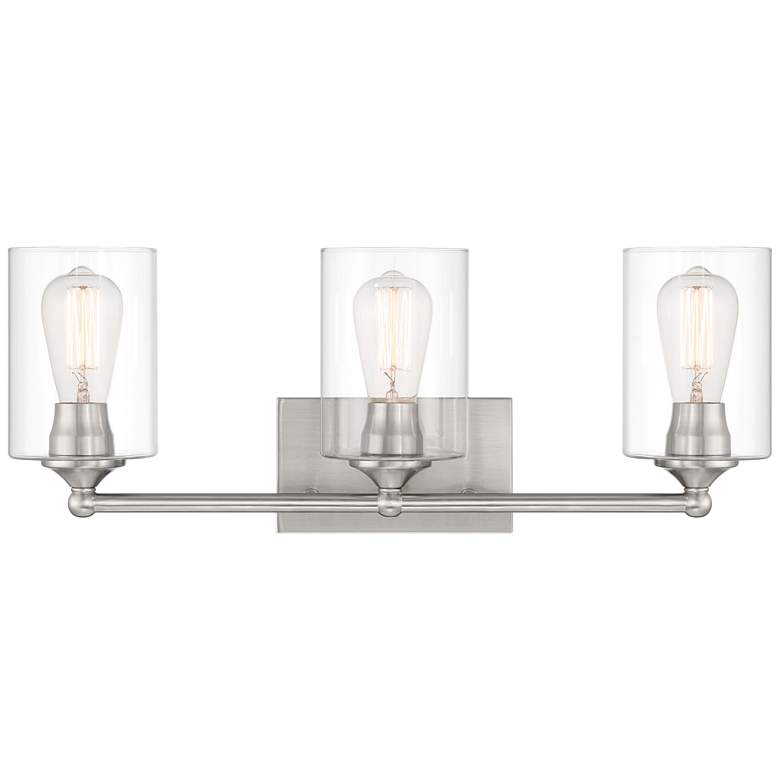 Image 2 360 Lighting Bellings 24" Nickel and Clear Glass 3-Light Bath Light