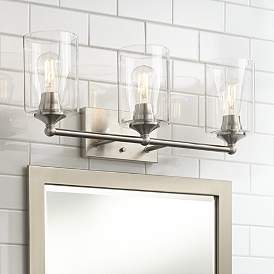 Image1 of 360 Lighting Bellings 24" Nickel and Clear Glass 3-Light Bath Light