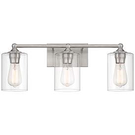 Image4 of 360 Lighting Bellings 24" Nickel and Clear Glass 3-Light Bath Light more views