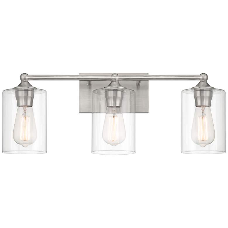 Image 4 360 Lighting Bellings 24" Nickel and Clear Glass 3-Light Bath Light more views