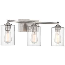 Image5 of 360 Lighting Bellings 24" Nickel and Clear Glass 3-Light Bath Light more views