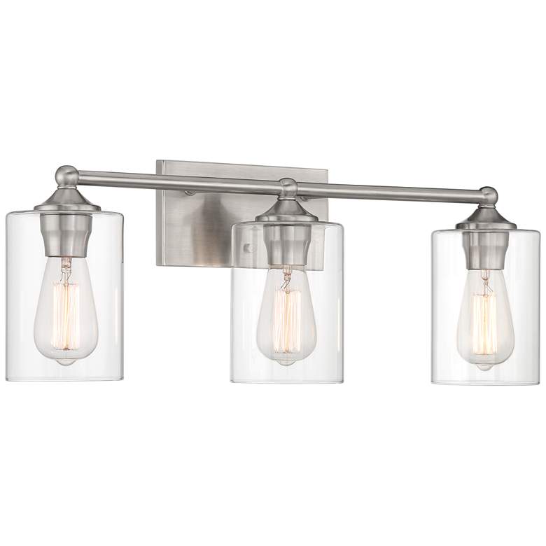 Image 5 360 Lighting Bellings 24" Nickel and Clear Glass 3-Light Bath Light more views