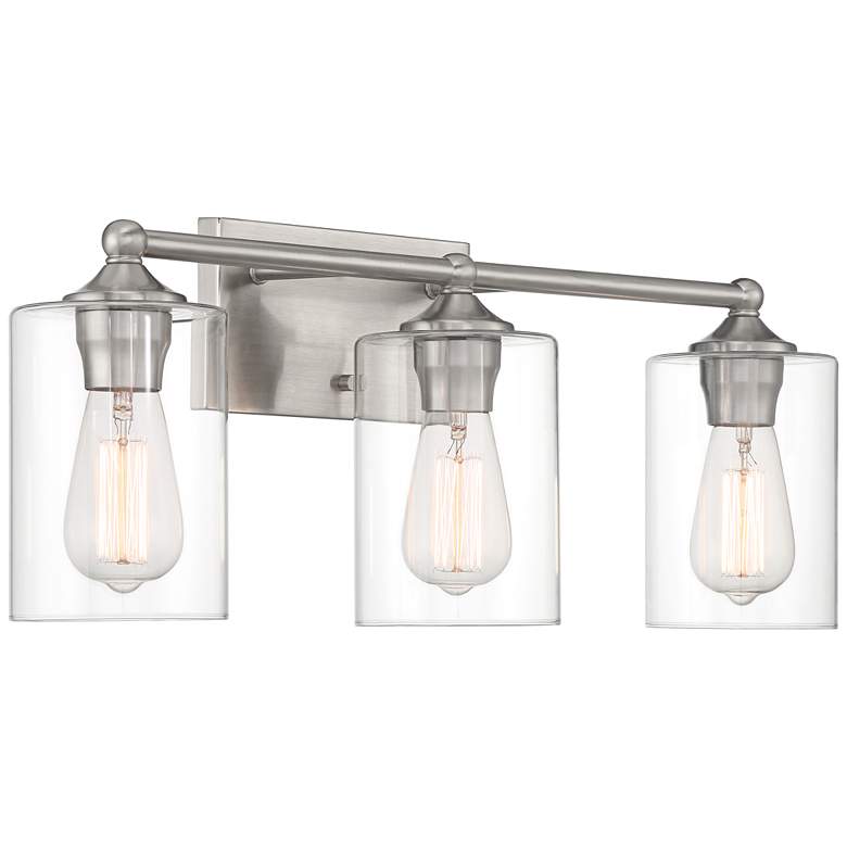 Image 7 360 Lighting Bellings 24" Nickel and Clear Glass 3-Light Bath Light more views