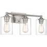 360 Lighting Bellings 24" Nickel and Clear Glass 3-Light Bath Light