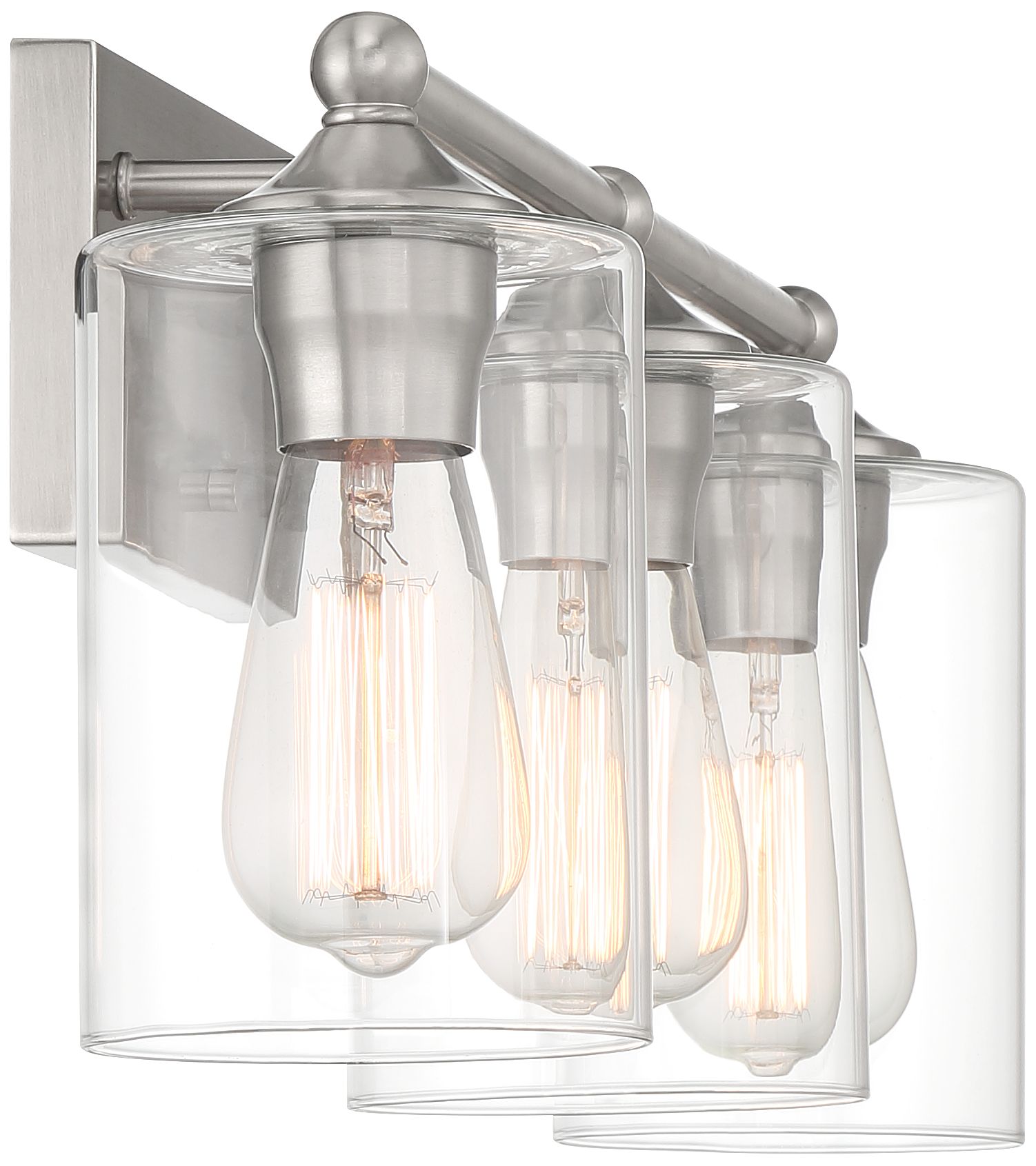 360 Lighting Bellings 24" Nickel and Clear Glass 3-Light Bath Light