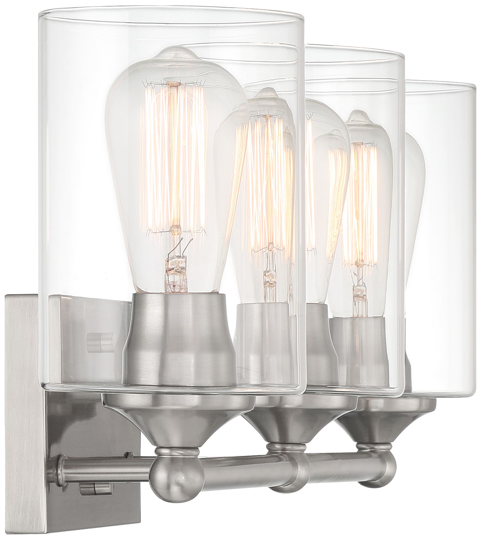 360 Lighting Bellings 24" Nickel and Clear Glass 3-Light Bath Light