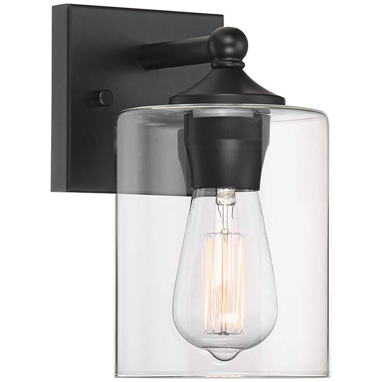 Image 2 360 Lighting Bellings 9 1/2" High Black and Glass Wall Sconce