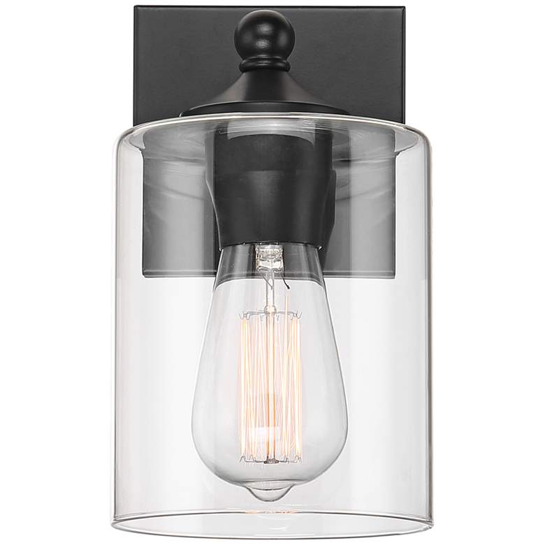 Image 4 360 Lighting Bellings 9 1/2" High Black and Glass Wall Sconce more views