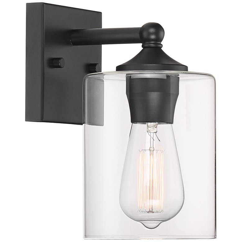 Image 5 360 Lighting Bellings 9 1/2" High Black and Glass Wall Sconce more views