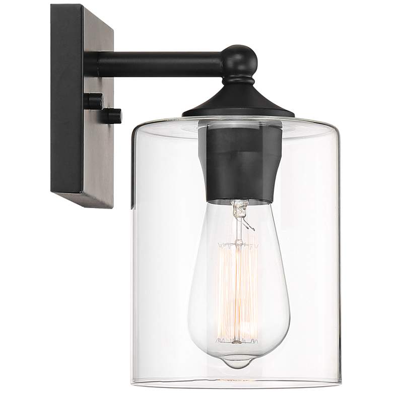 Image 6 360 Lighting Bellings 9 1/2" High Black and Glass Wall Sconce more views