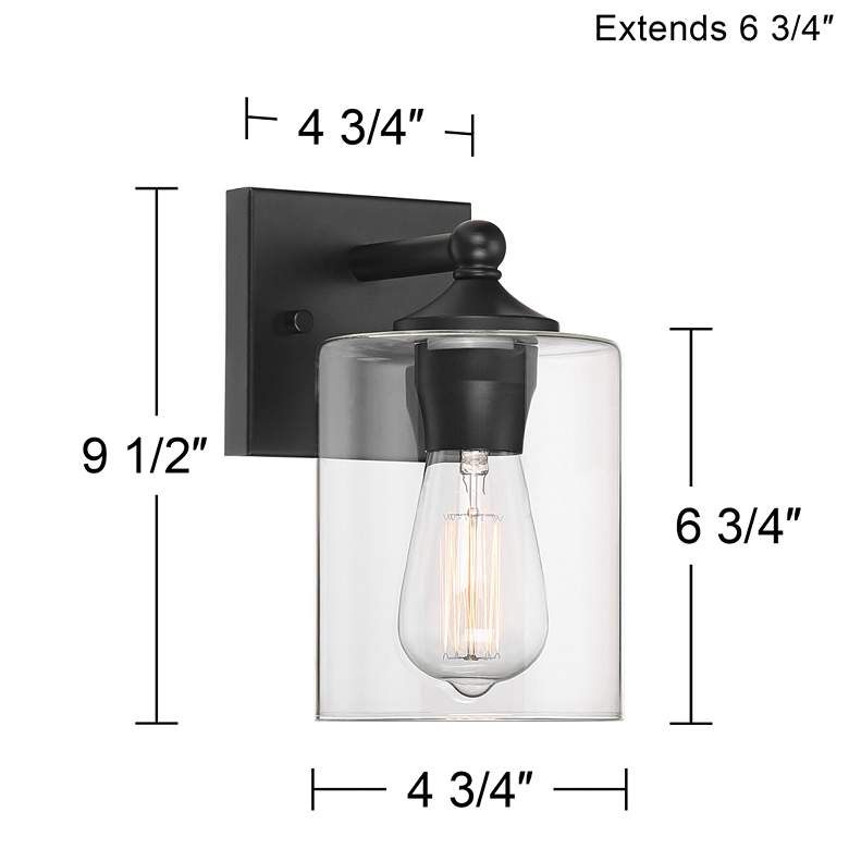 Image 7 360 Lighting Bellings 9 1/2" High Black and Glass Wall Sconce more views
