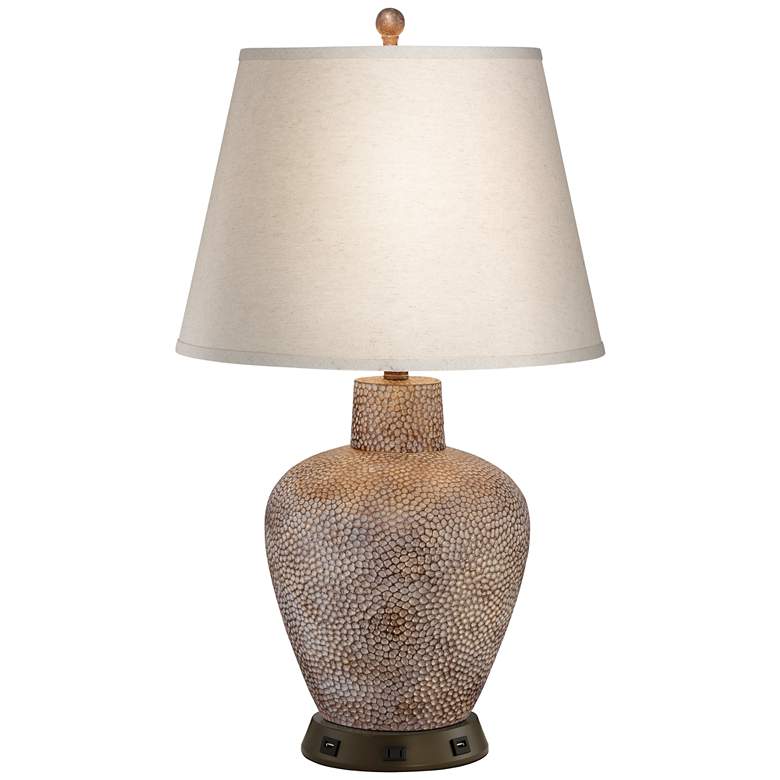 Image 2 360 Lighting Bentley Bronze Hammered Pot Lamp with USB Workstation Base
