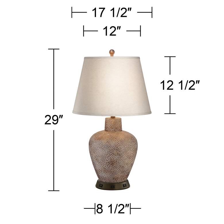 Image 7 360 Lighting Bentley Bronze Hammered Pot Lamp with USB Workstation Base more views