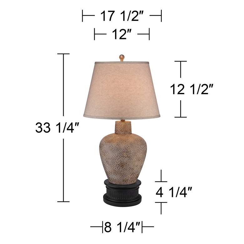 Image 5 360 Lighting Bentley Brown Leaf Hammered Table Lamp With Black Round Riser more views