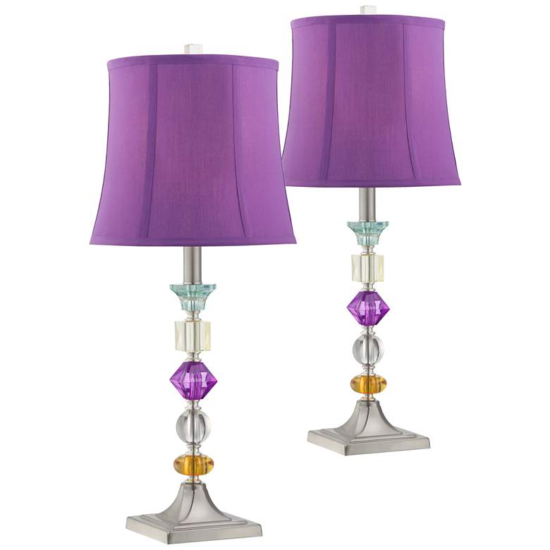 Image 2 360 Lighting Bijoux Modern 25 1/2" High Purple Table Lamps Set of 2