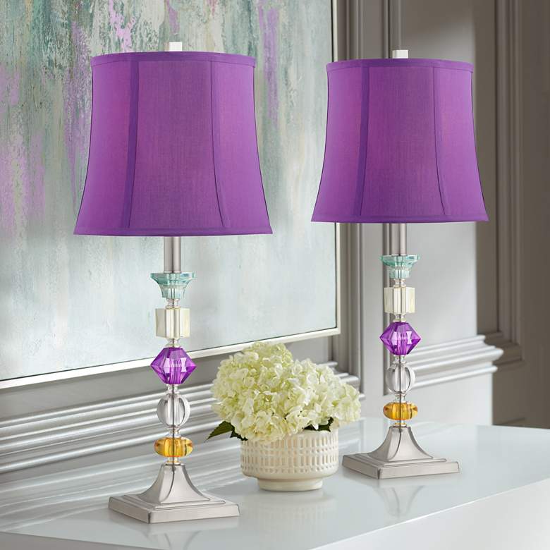 Image 1 360 Lighting Bijoux Modern 25 1/2" High Purple Table Lamps Set of 2