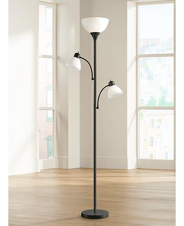 360 Lighting Bingham 71 1/2" Black Tree Torchiere 3-Light Floor Lamp