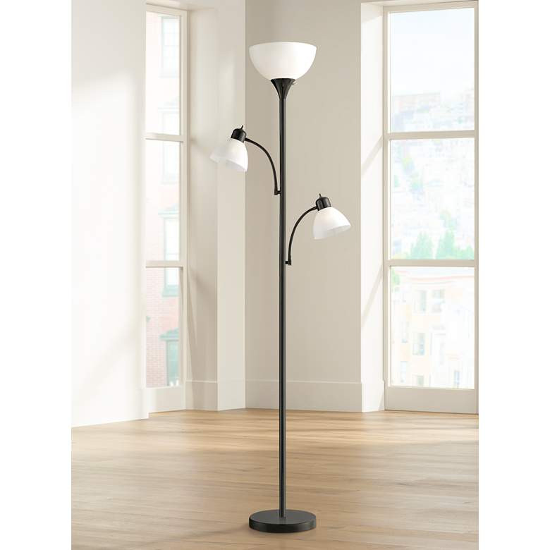 Image 1 360 Lighting Bingham 71 1/2" Black Tree Torchiere 3-Light Floor Lamp