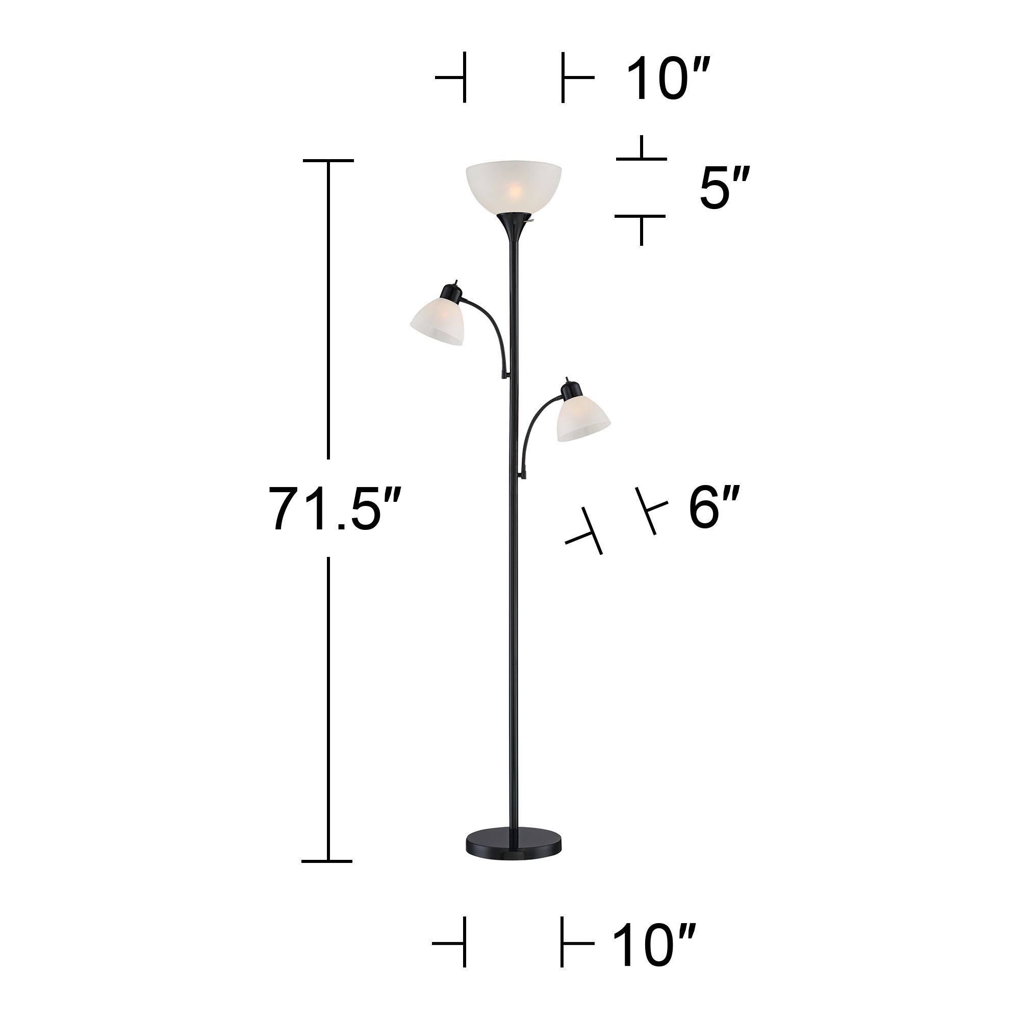 360 Lighting Bingham 71 1/2" Black Tree Torchiere 3-Light Floor Lamp