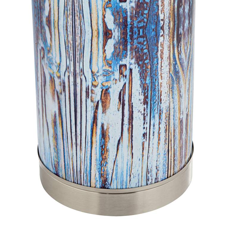 Image 6 360 Lighting Blue Wood Pattern Table Lamp with Night Light more views