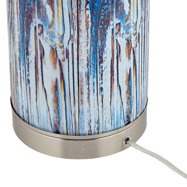 Image 7 360 Lighting Blue Wood Pattern Table Lamp with Night Light more views