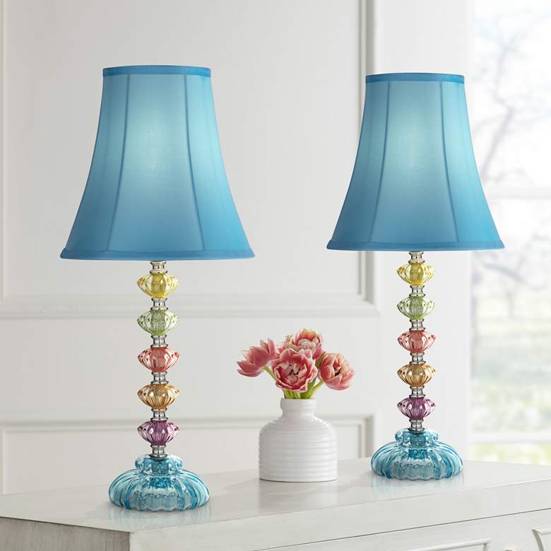 Image 1 360 Lighting Bohemian 21 inch High Stacked Glass Table Lamps Set of 2