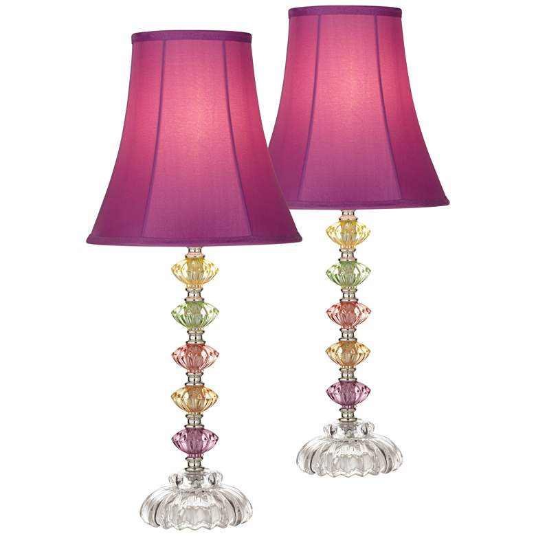 Image 2 360 Lighting Bohemian Orchid 21 inch High Stacked Glass Lamps Set of 2