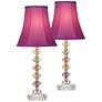 2_360 Lighting Bohemian Orchid 21" High Stacked Glass Lamps Set of 2